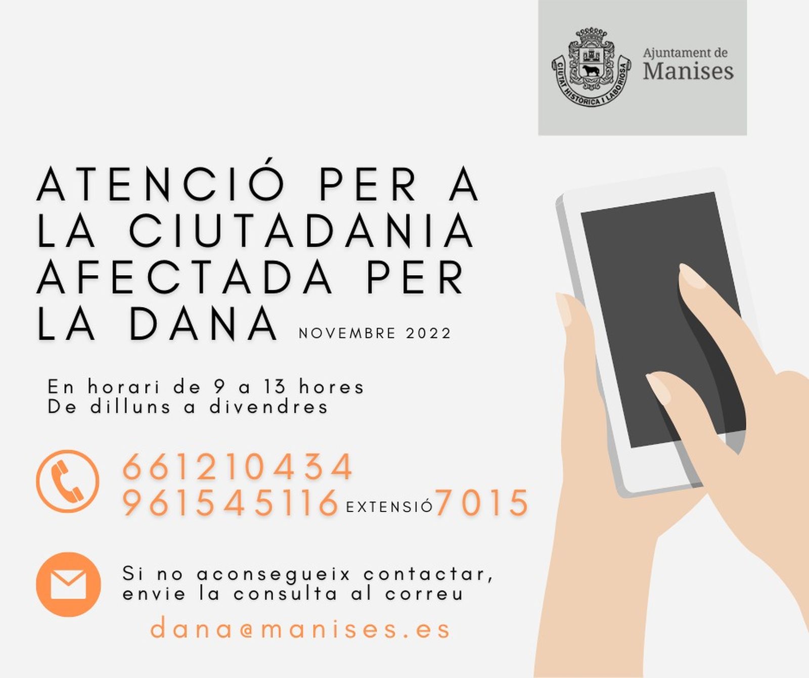 Cartell amb informació ciutadana davant la DANA