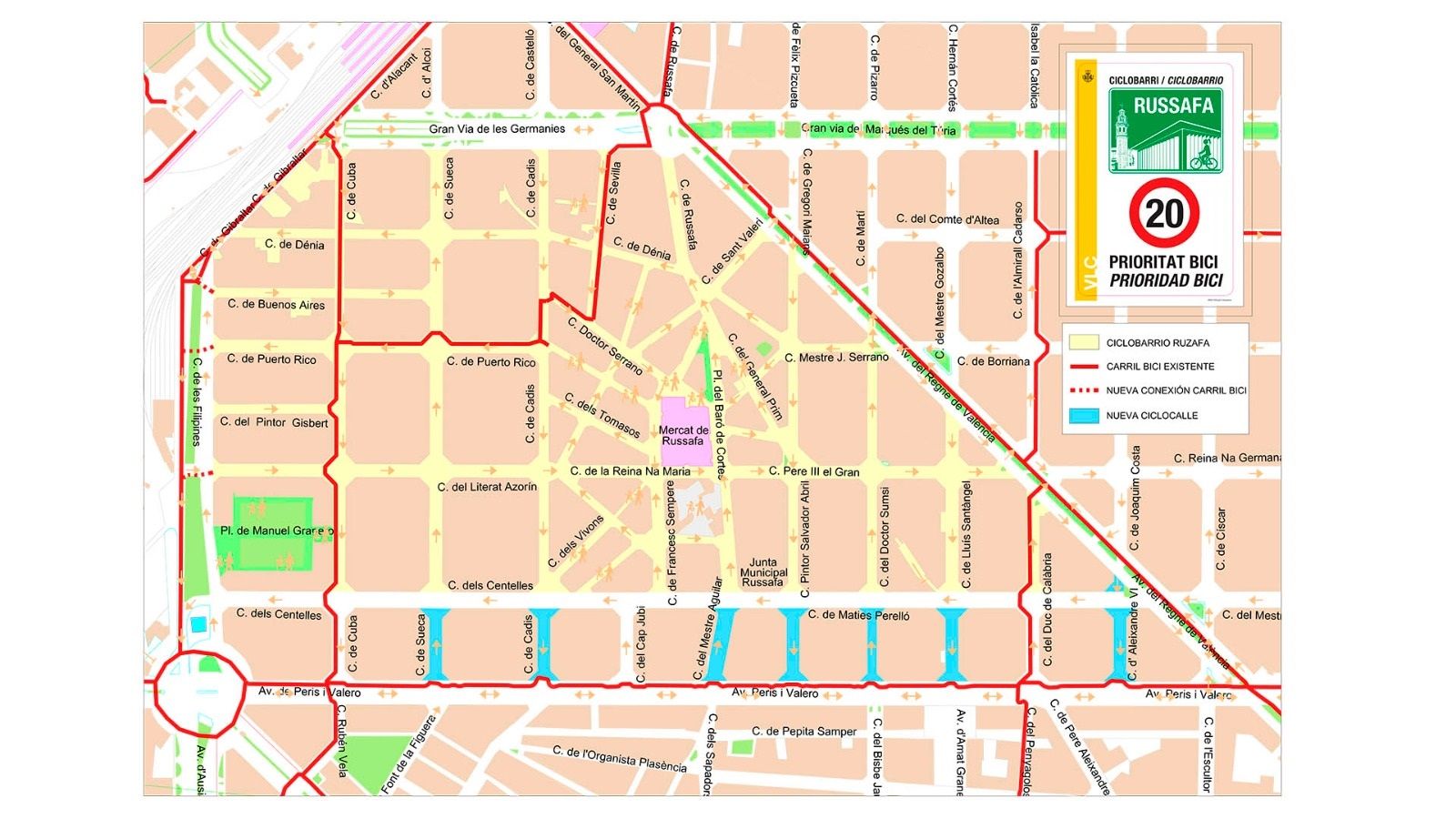 Així queda la circulació al barri de Russafa després de les modificacions