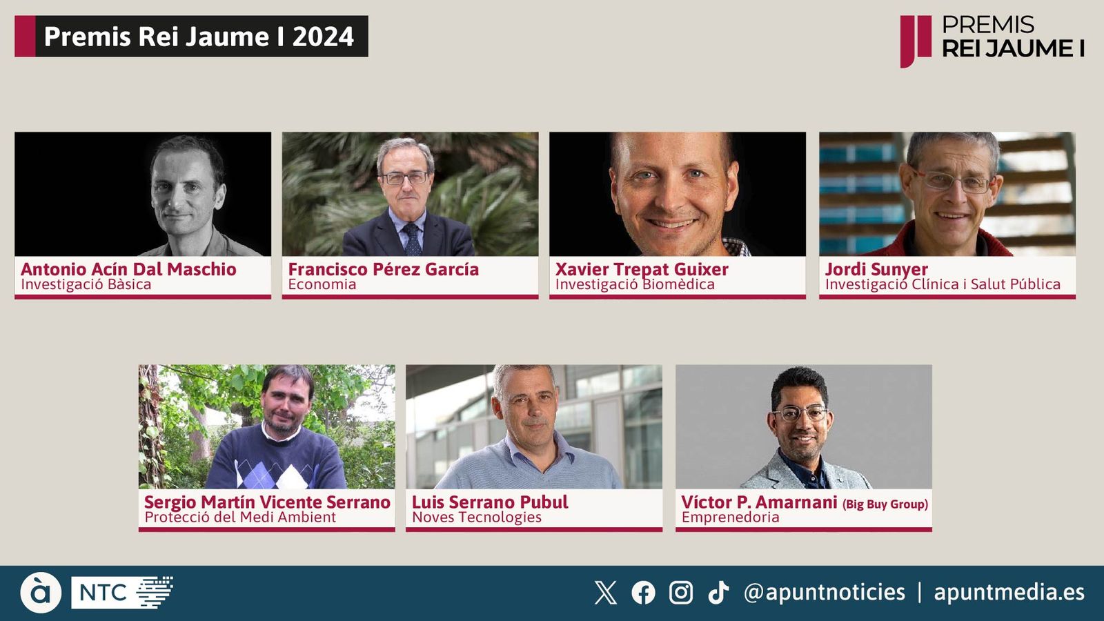 Enguany els premiats són 7 homes, dos d'ells valencians