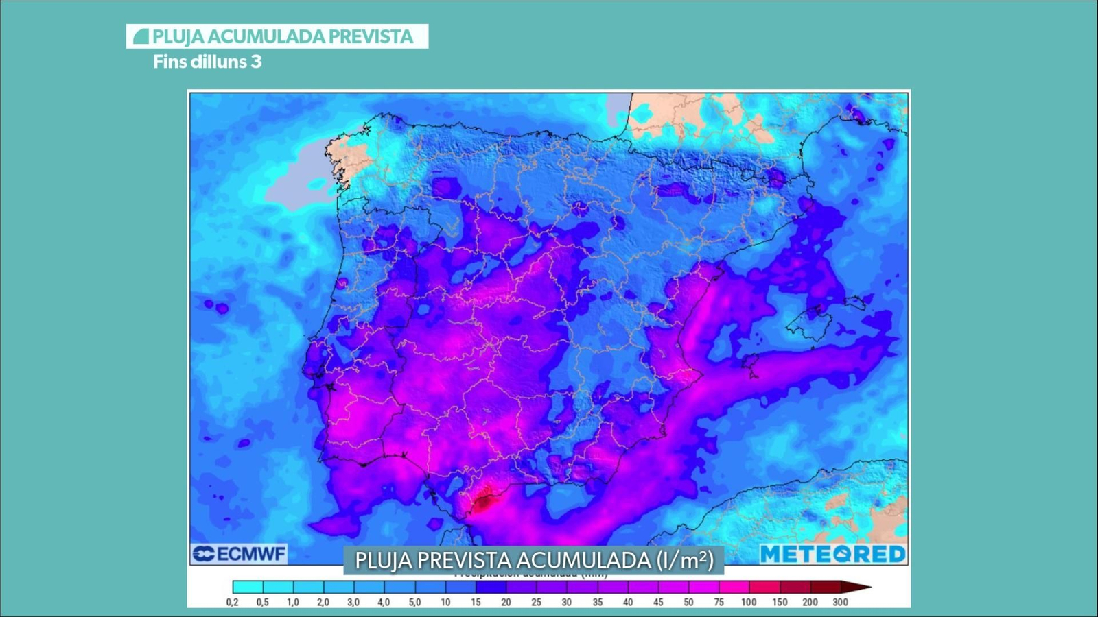 Pluja acumulada prevista fins a dilluns 3 de març