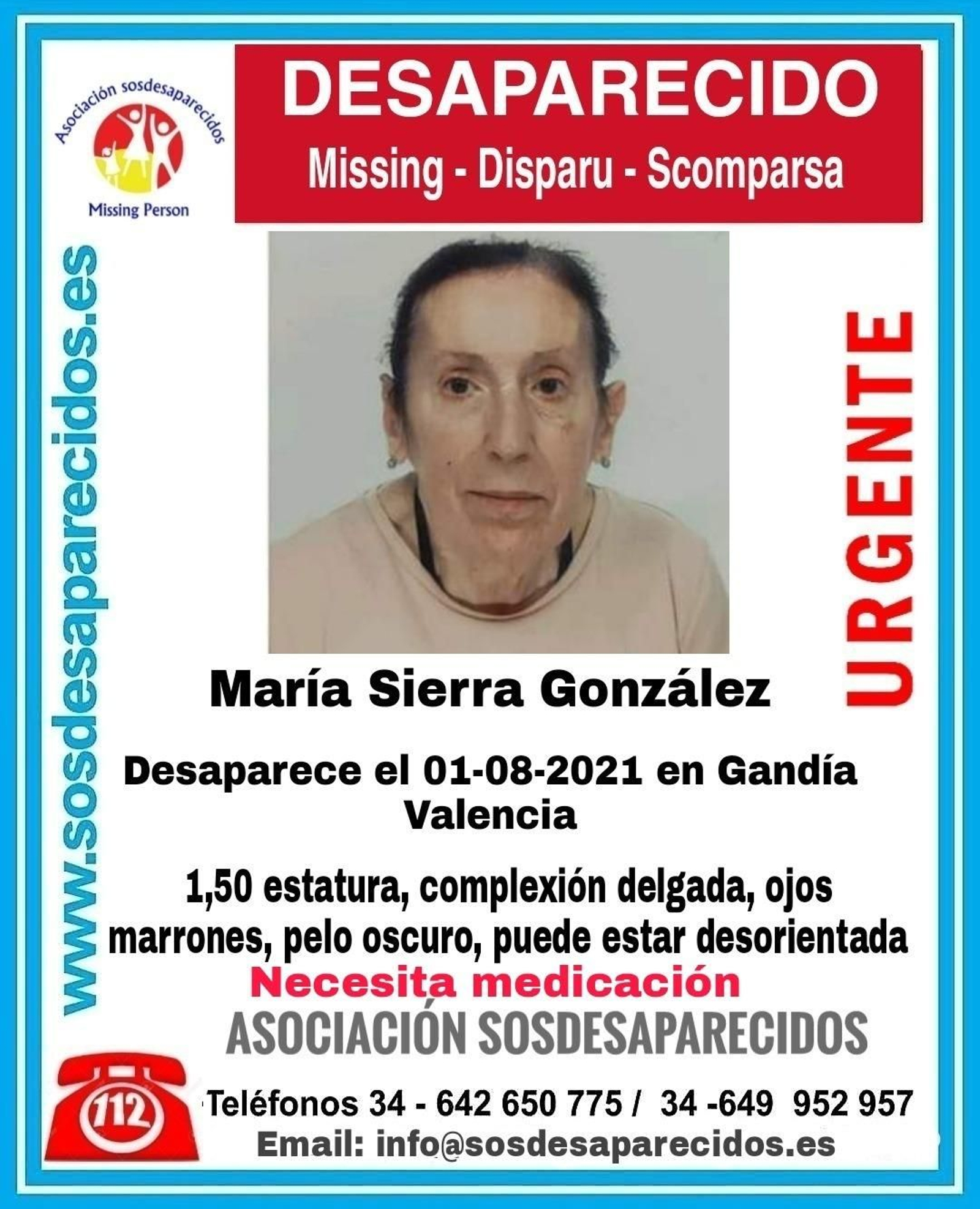 Cartell que denuncia la desaparició de María Sierra