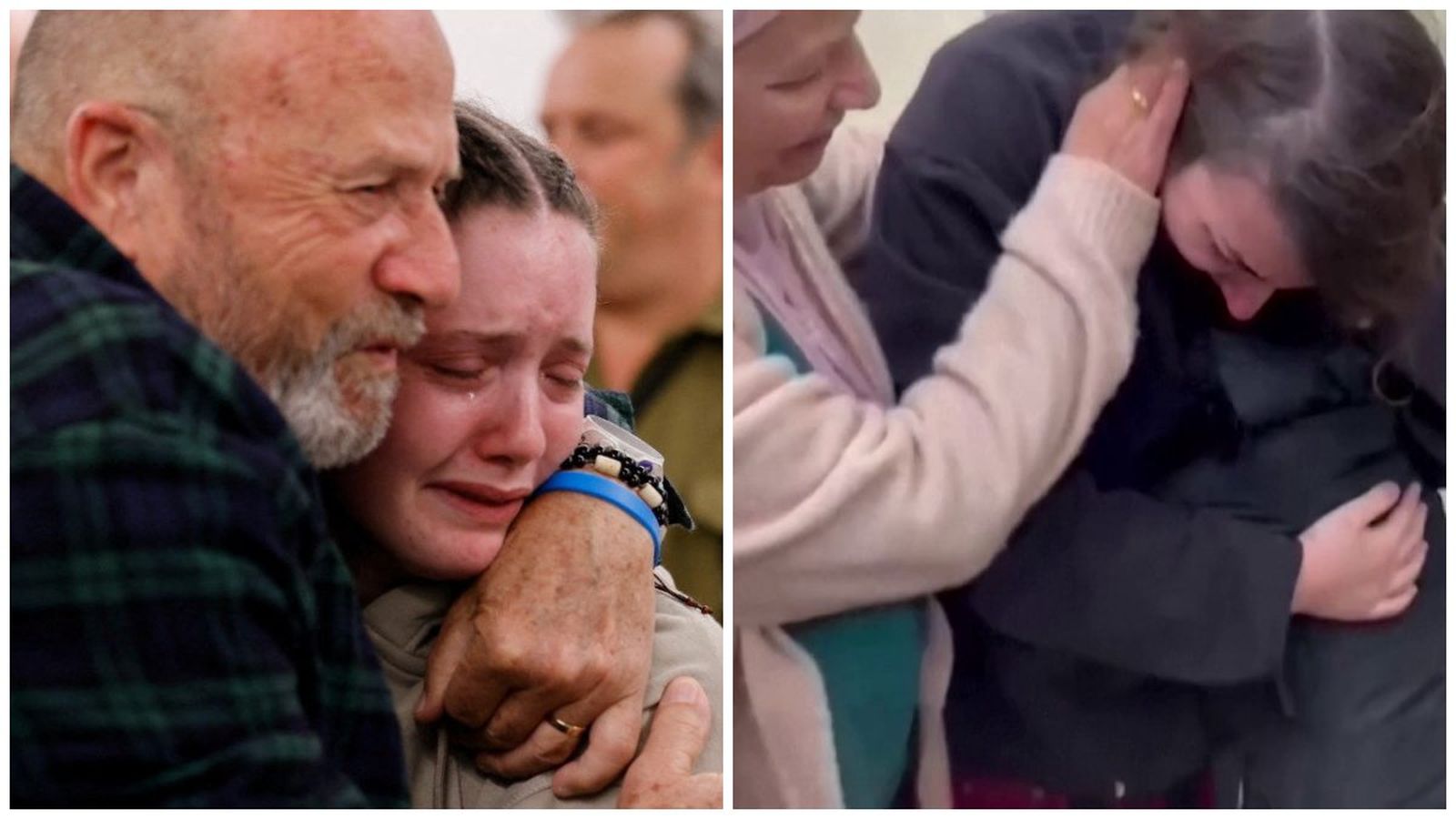 Emoció en el retrobament amb la família a les dues bandes de la frontera, Israel a l'esquerra i Palestina a la dreta