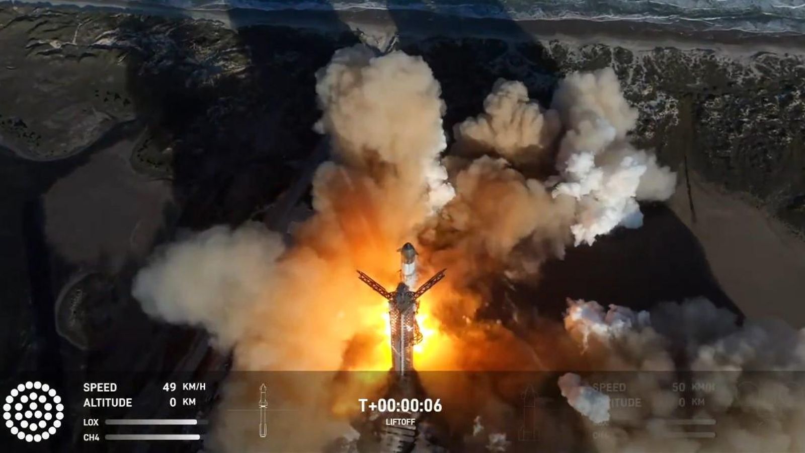 El coet Starship de Space X s'enlaira des de la base de Boca Chica, a Texas (Estats Units)