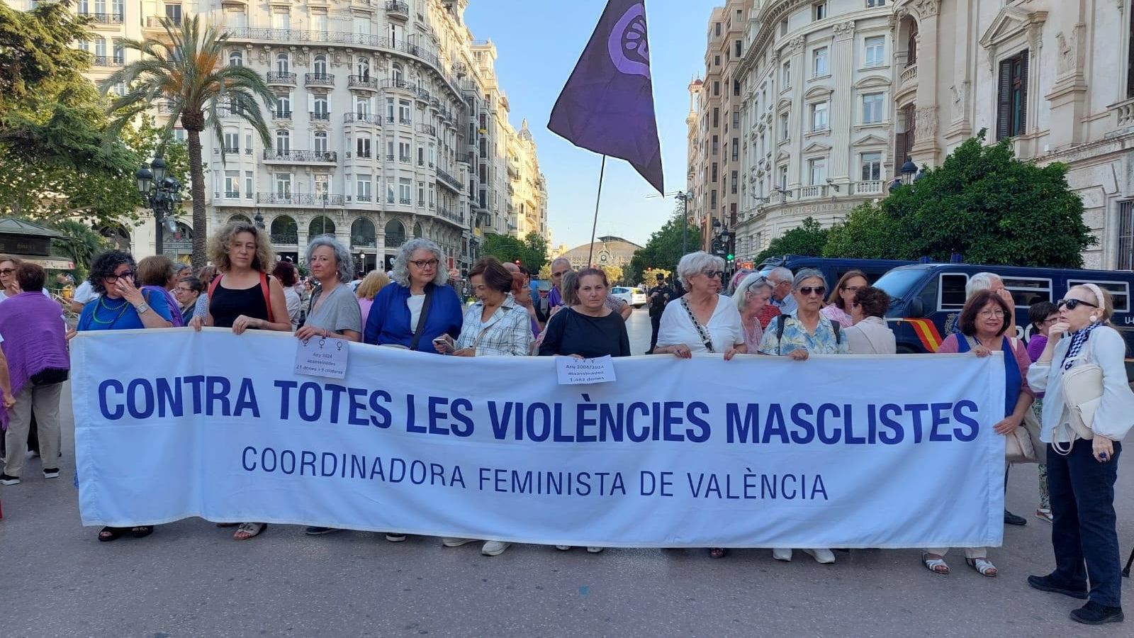 Concentració de la Coordinadora Feminista de València contra les violència masclistes el juny de 2024