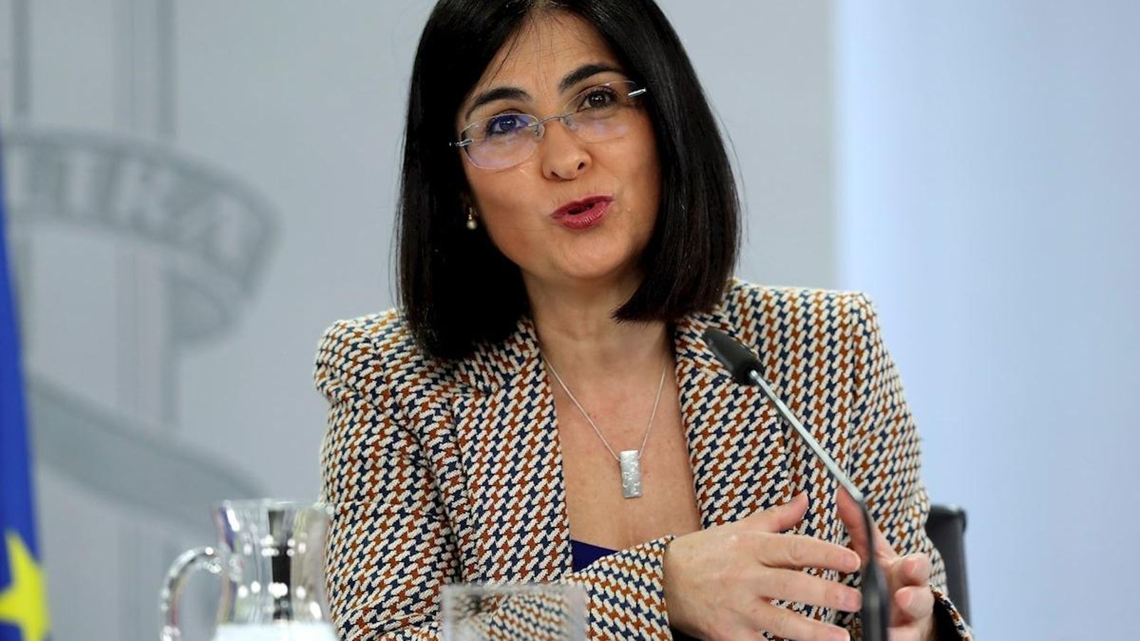 La ministra de Sanitat Carolina Darias en roda de premsa