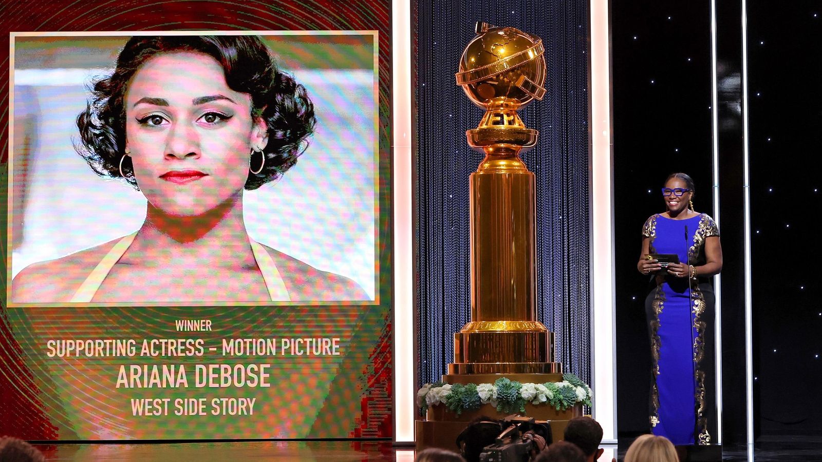 Moment de l'acte de lliurament en què es va anunciar el guardó com a millor actriu de repartiment per a Ariana DeBose per la nova versió de 'West side story'