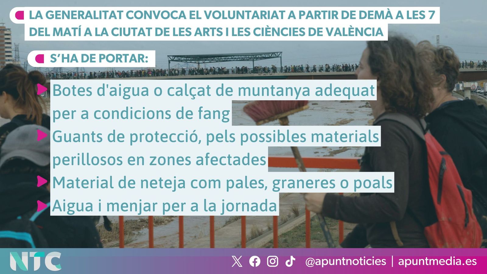 Quins materials s’han de dur a la convocatòria del voluntariat de demà?