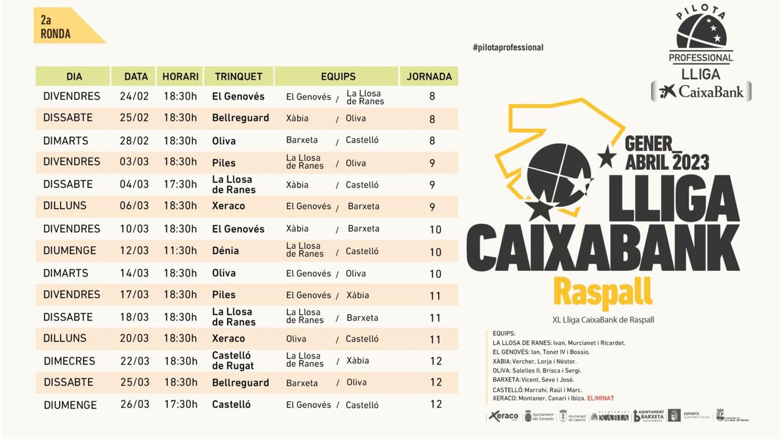 Calendari de la Lliga de raspall