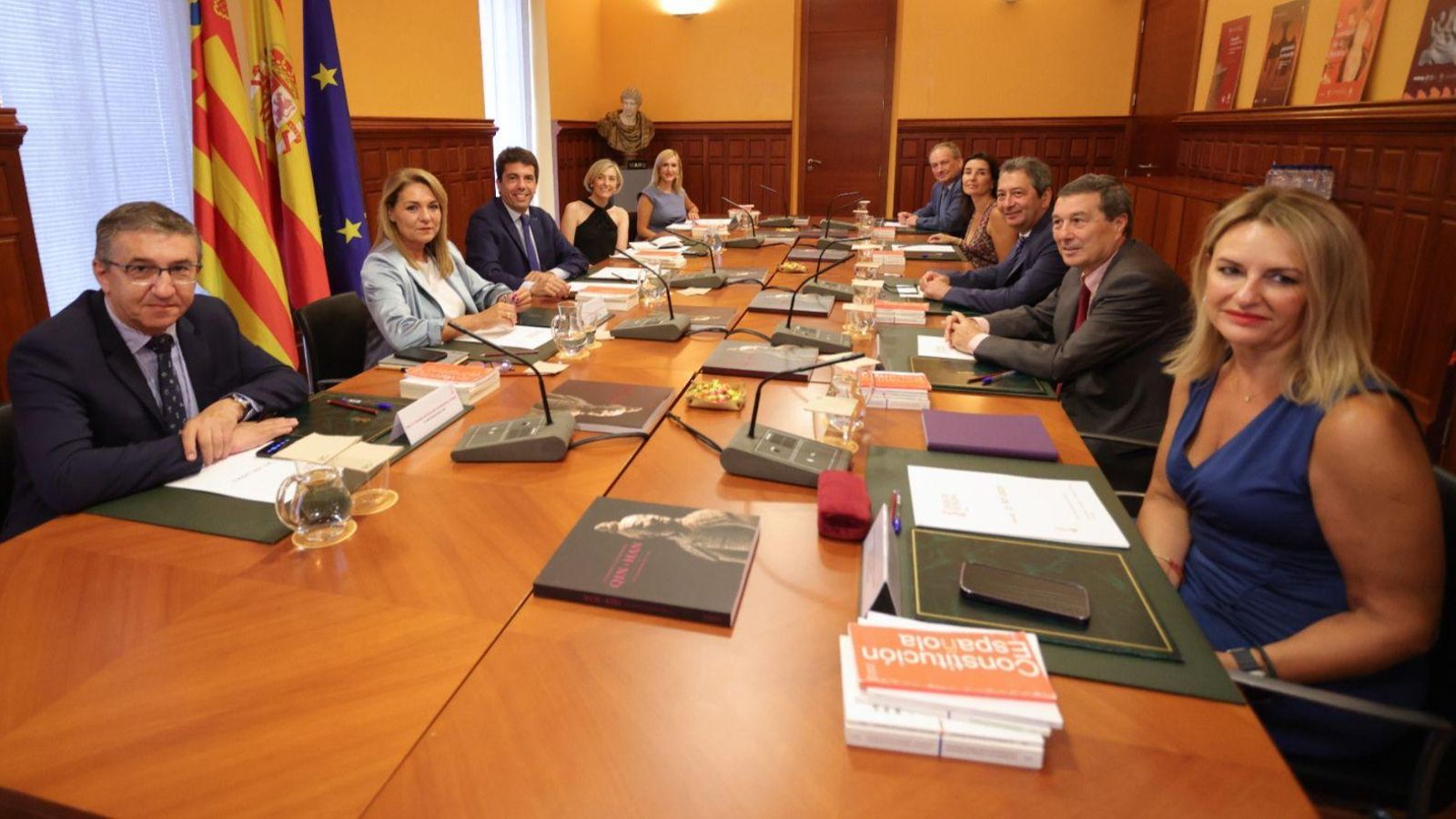Els integrants del Consell, recentment constituït, en la primera reunió del ple, que s'ha celebrat aquest divendres a Alacant