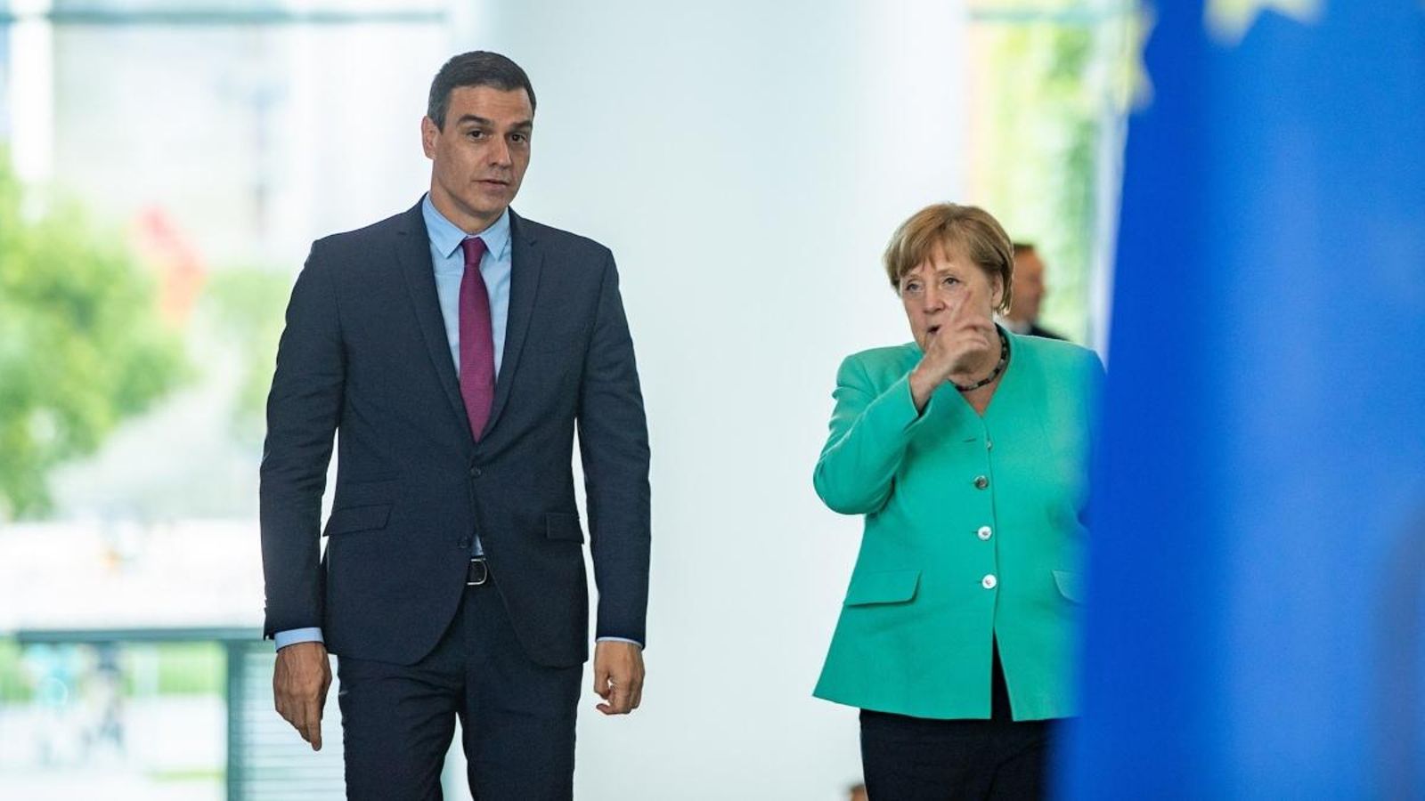El president de l’executiu espanyol, Pedro Sánchez, i la cancellera alemanya Angela Merkel, a Berlín