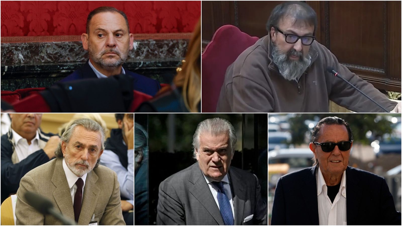 Imatges d'arxiu de José Luis Ábalos, Koldo García, Francisco Correa, Luis Bárcenas i Julián Muñoz