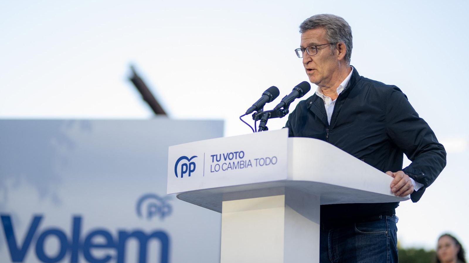Alberto Núñez Feijóo en un acte de campanya electoral