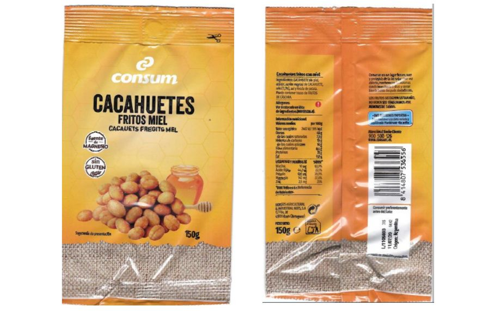 Fruita seca afectada de la marca Consum