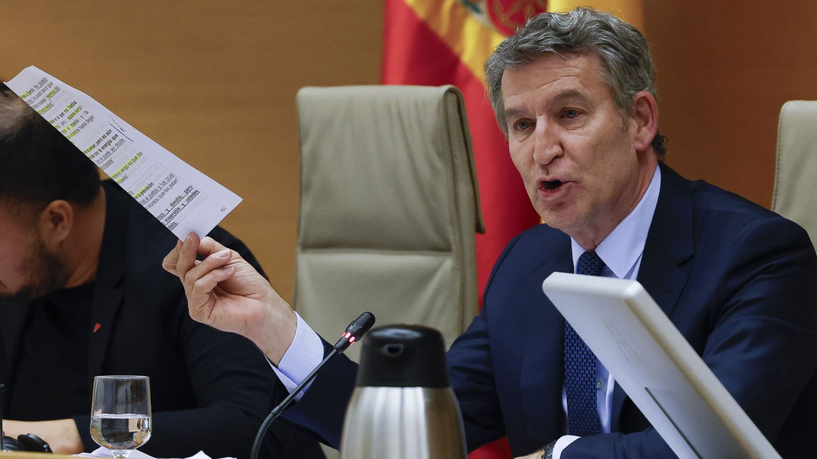 El president del PP, Alberto Núñez Feijóo, en la comissió del Congrés de la dana