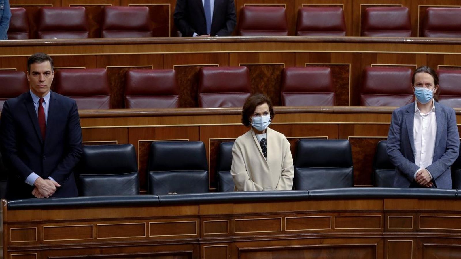 Pedro Sánchez, Carmen Calvo i Pablo Iglesias, al Congrés