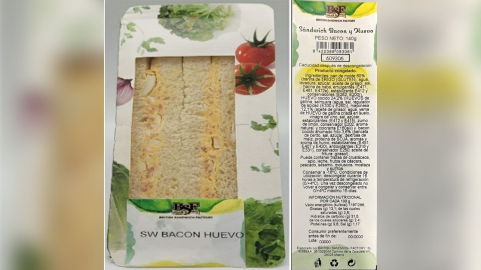 Envassament del sàndwitx d'ou i cansalada