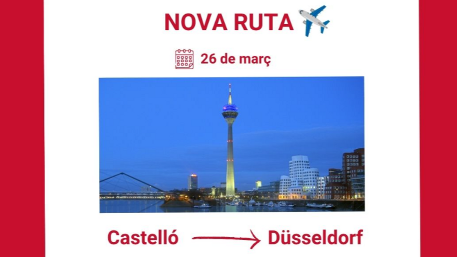 Nova ruta Castelló-Dusseldorf