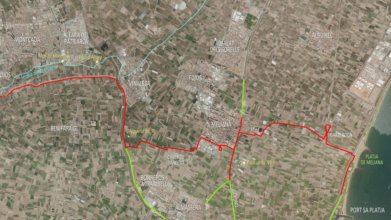 El tram 6 de l'anell verd connectarà Montcada i Meliana amb el litoral.