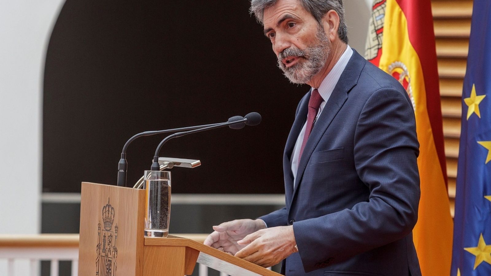 El president del Consell General del Poder Judicial, Carlos Lesmes, durant una compareixença
