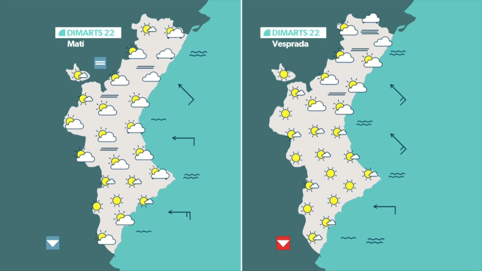 La previsió per a este dimarts La previsió per a este dimarts