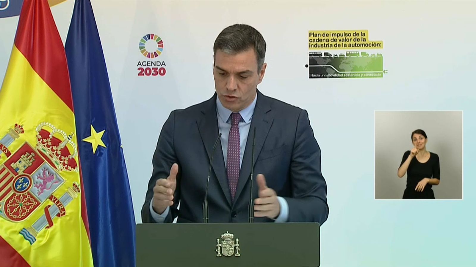 El president Pedro Sánchez, durant la presentació aquest dilluns