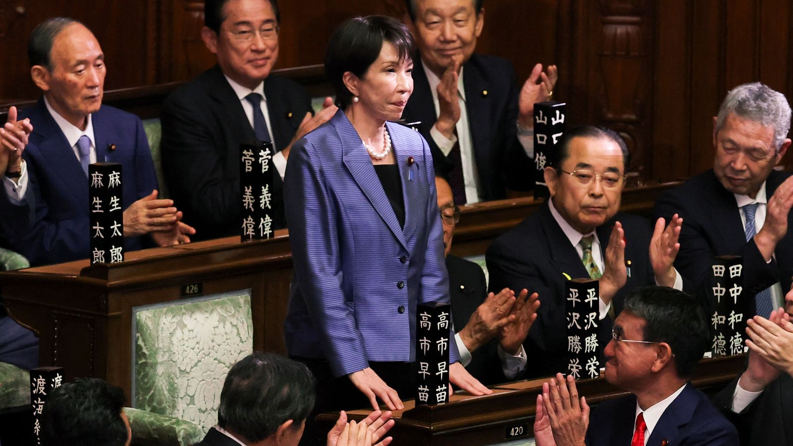 La conservadora Sanae Takaichi, en el moment de la votació com a primera ministra del Japó