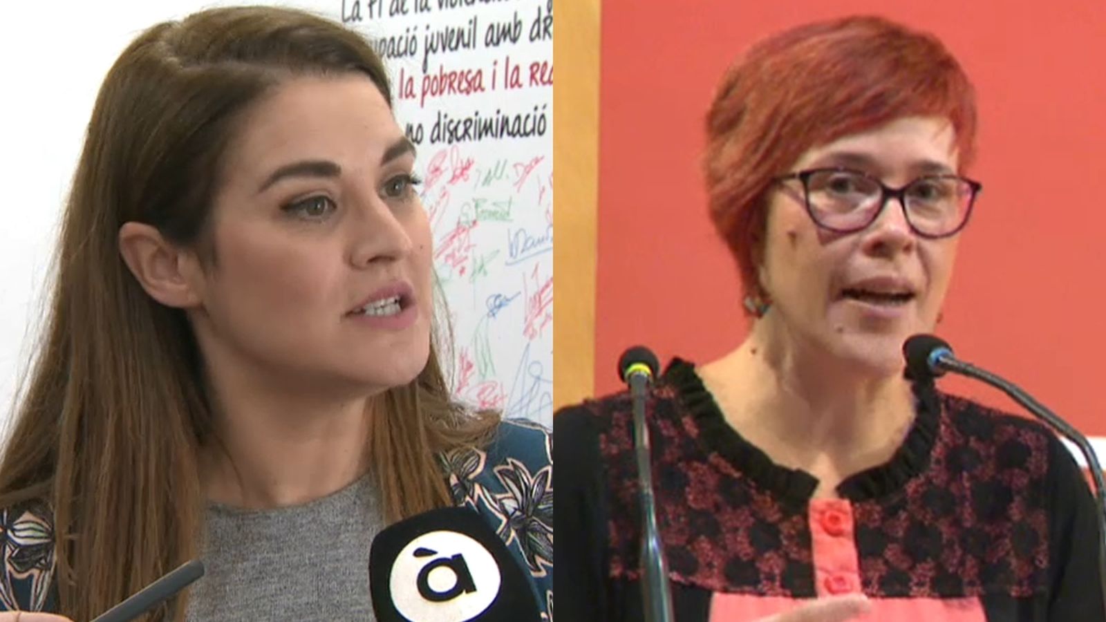 Mireia Mollà, d'Iniciativa (esquerra) i Àgueda Micó, del Bloc (dreta)
