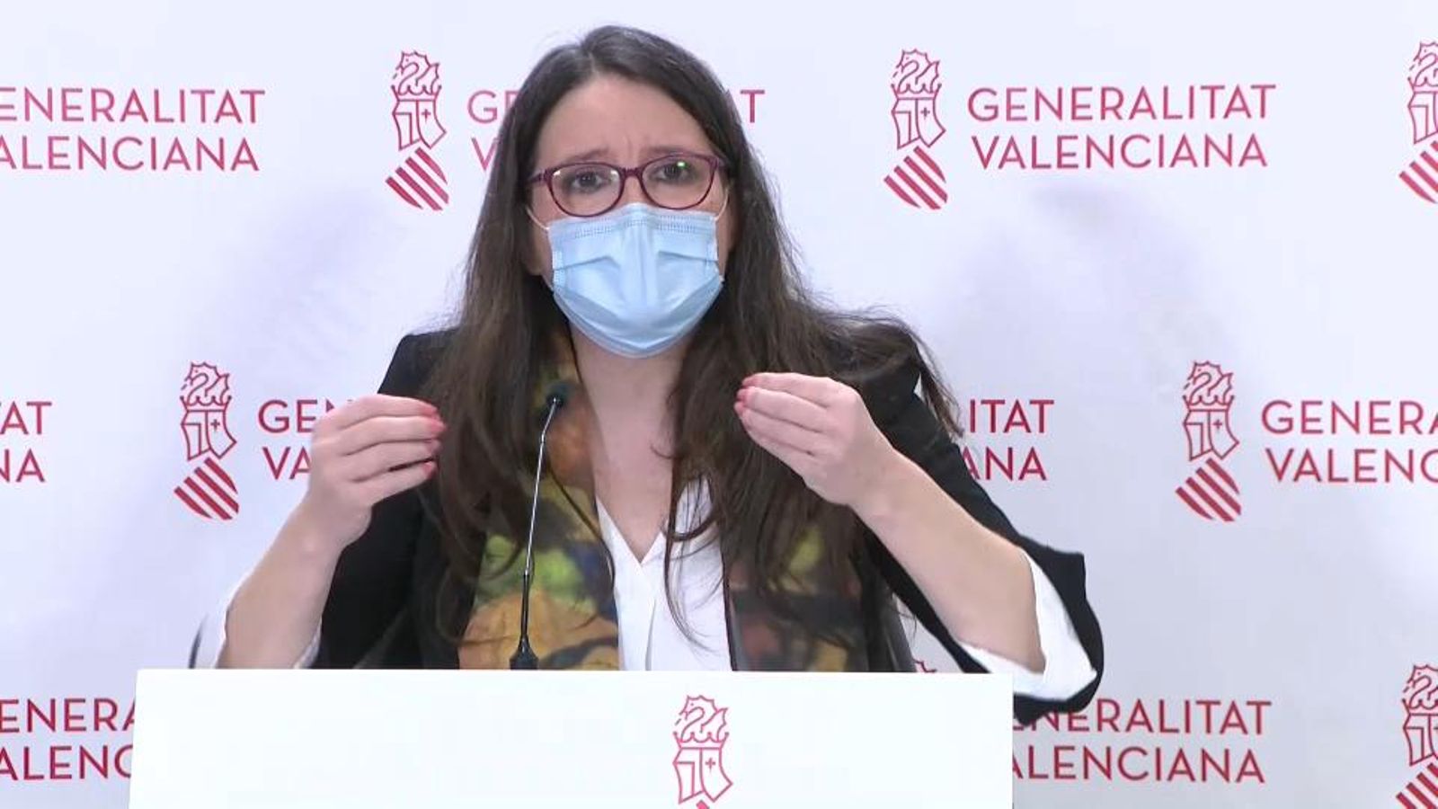 Mònica Oltra en la roda de premsa posterior al Ple del Consell