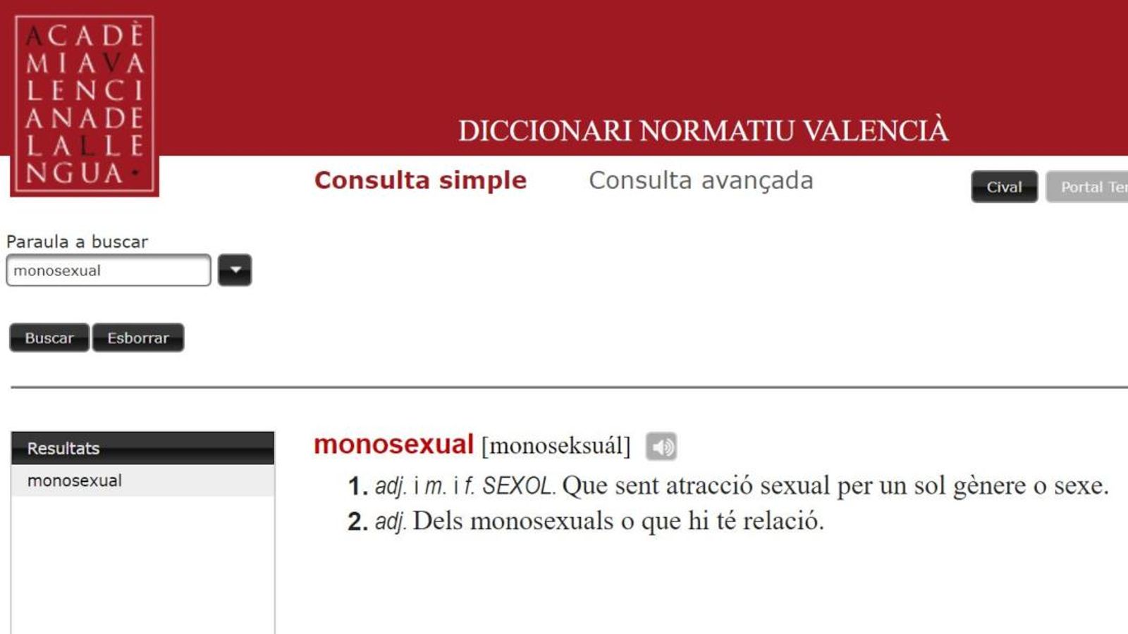 Entre les paraules afegides apareix 'monosexual' (persona que se sent atreta per un sol gènere o sexe)