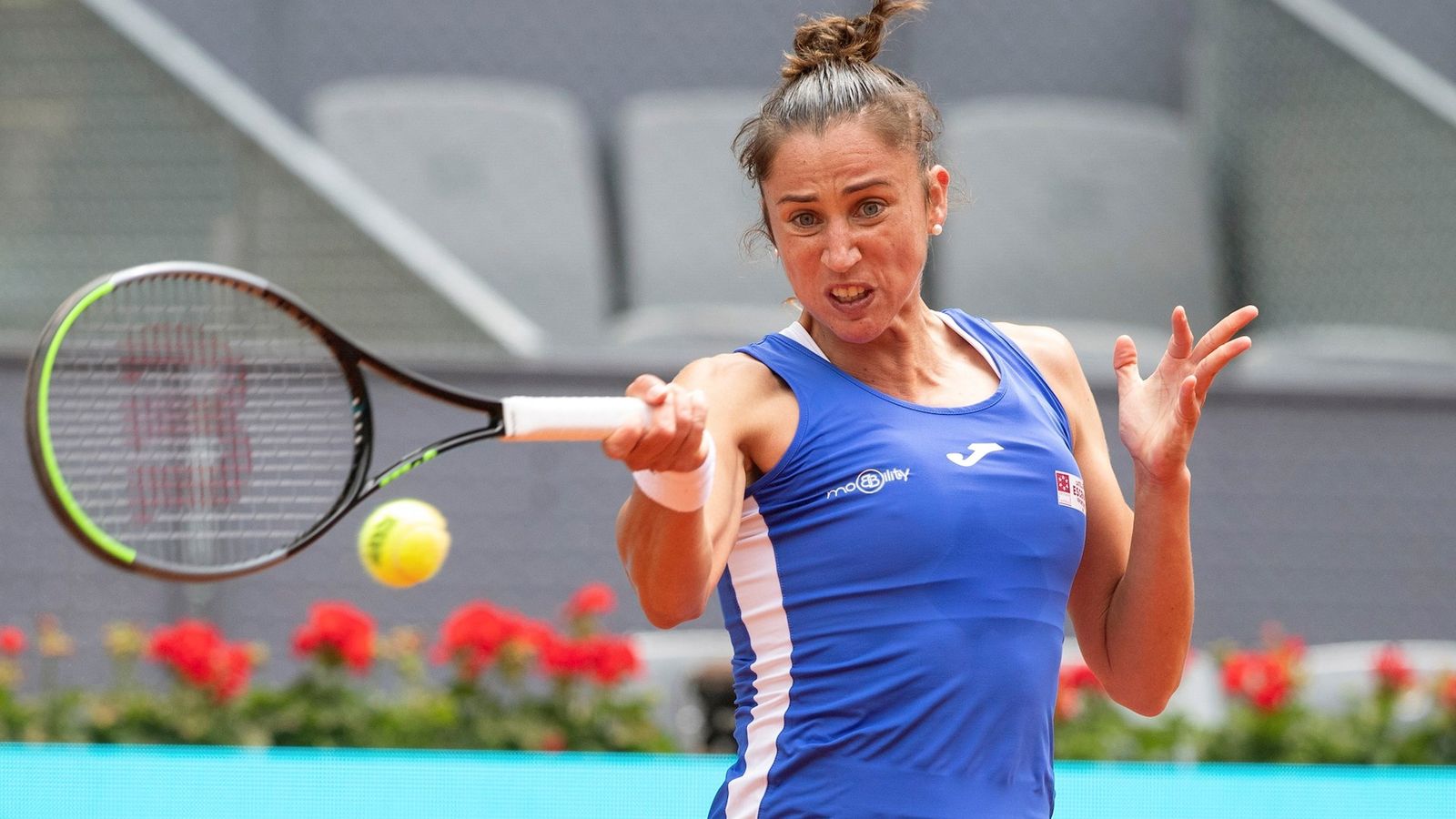 Sara Sorribes, durant el partit contra Simona Halep