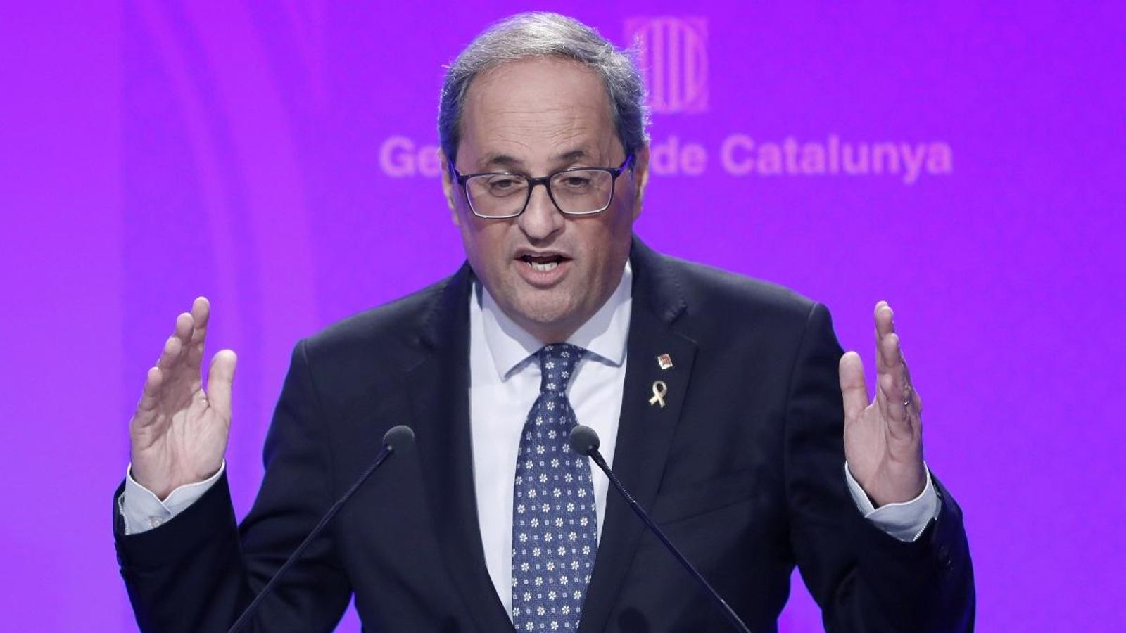 El president de la Generalitat de Catalunya, Quim Torra, intervé en roda de premsa després del consell executiu