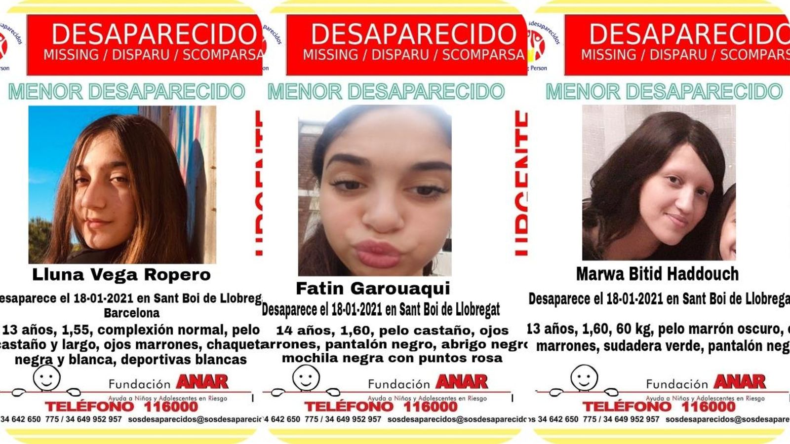 Imatge de les tres menors desaparegudes a Sant Boi de Llobregat