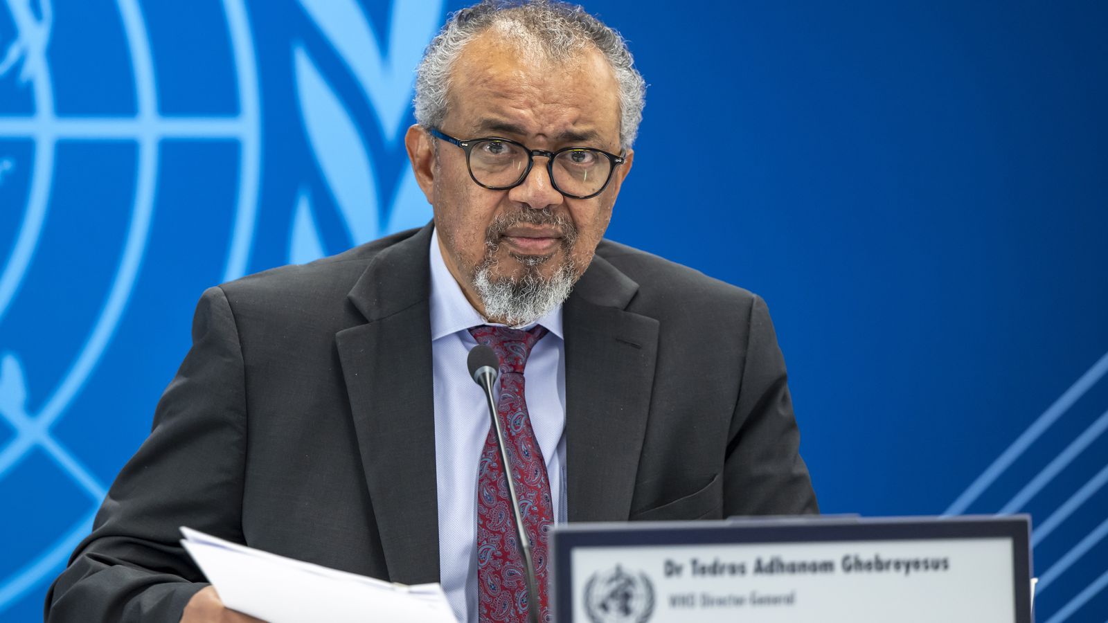El director general de l’OMS, Tedros Adhanom Ghebreyesus, en una roda de premsa sobre el brot d’Ebola a Ginebra (Suïssa), el 22 de maig.