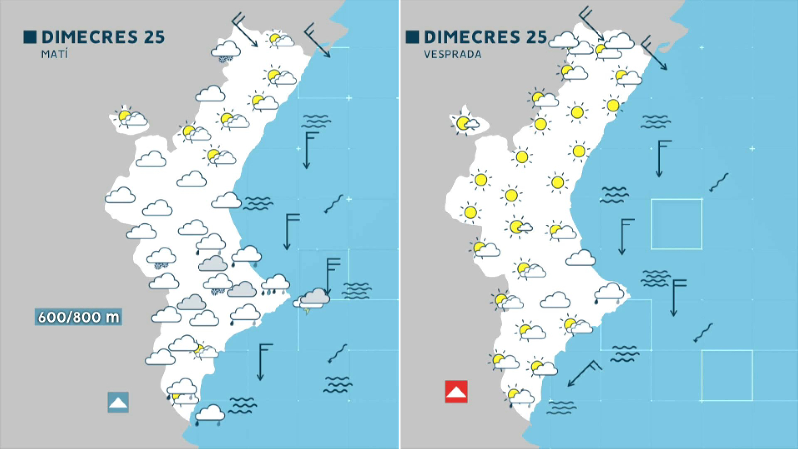 Previsió dimecres matí i vesprada