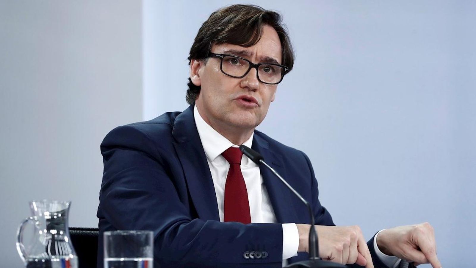 El ministre de Sanitat, Salvador Illa, durant la roda de premsa posterior a la reunió interterritorial de salut aquest dimecres en Madrid