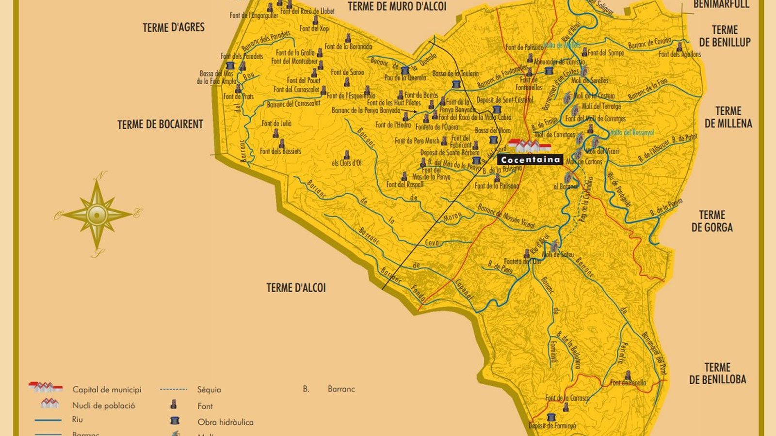Toponímia hidrogràfica del terme de Cocentaina