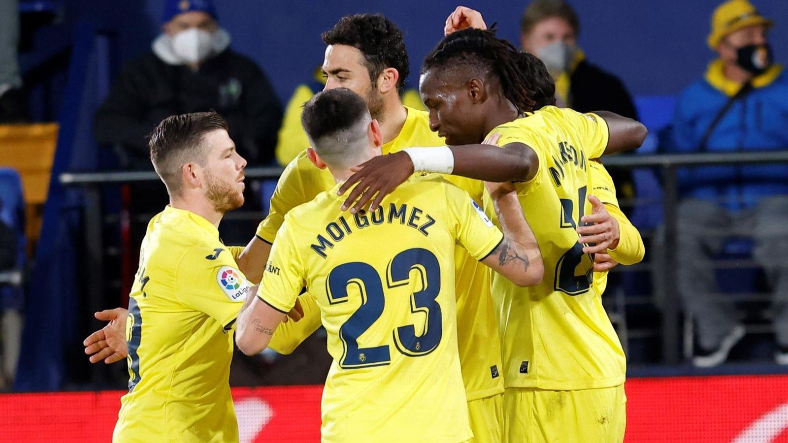 Els groguets celebren un dels gols