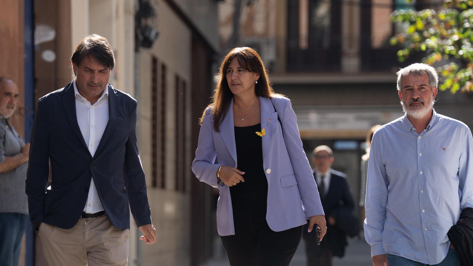 La presidenta de Junts, Laura Borràs, a la seua arribada a una reunió en la seu del seu partit