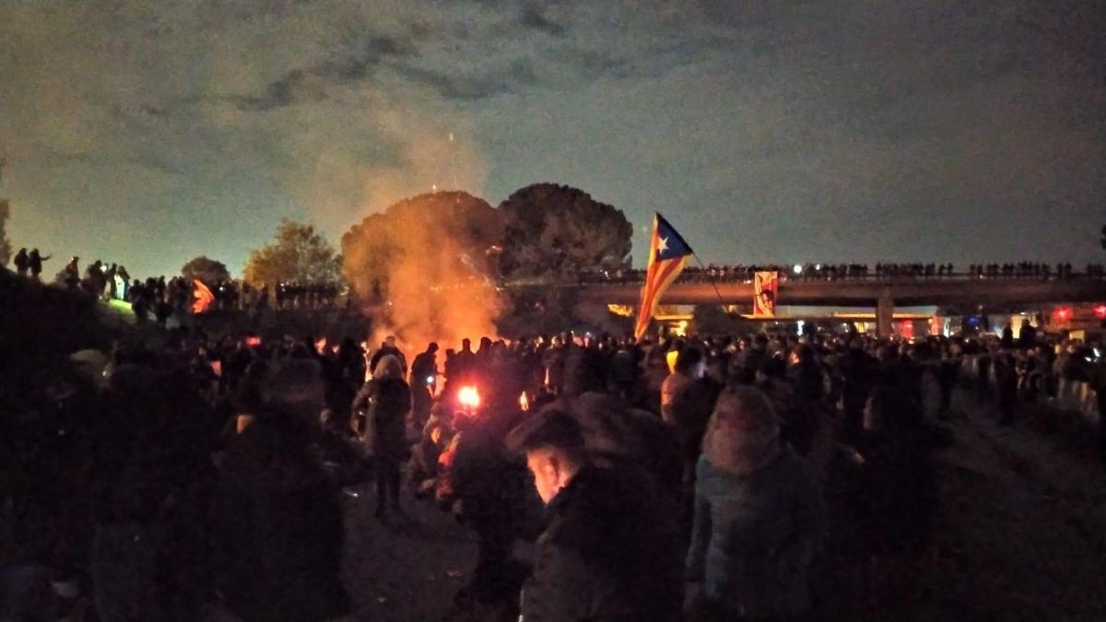 Imatges de l'AP-7 a l'altura de Girona aquesta matinada.