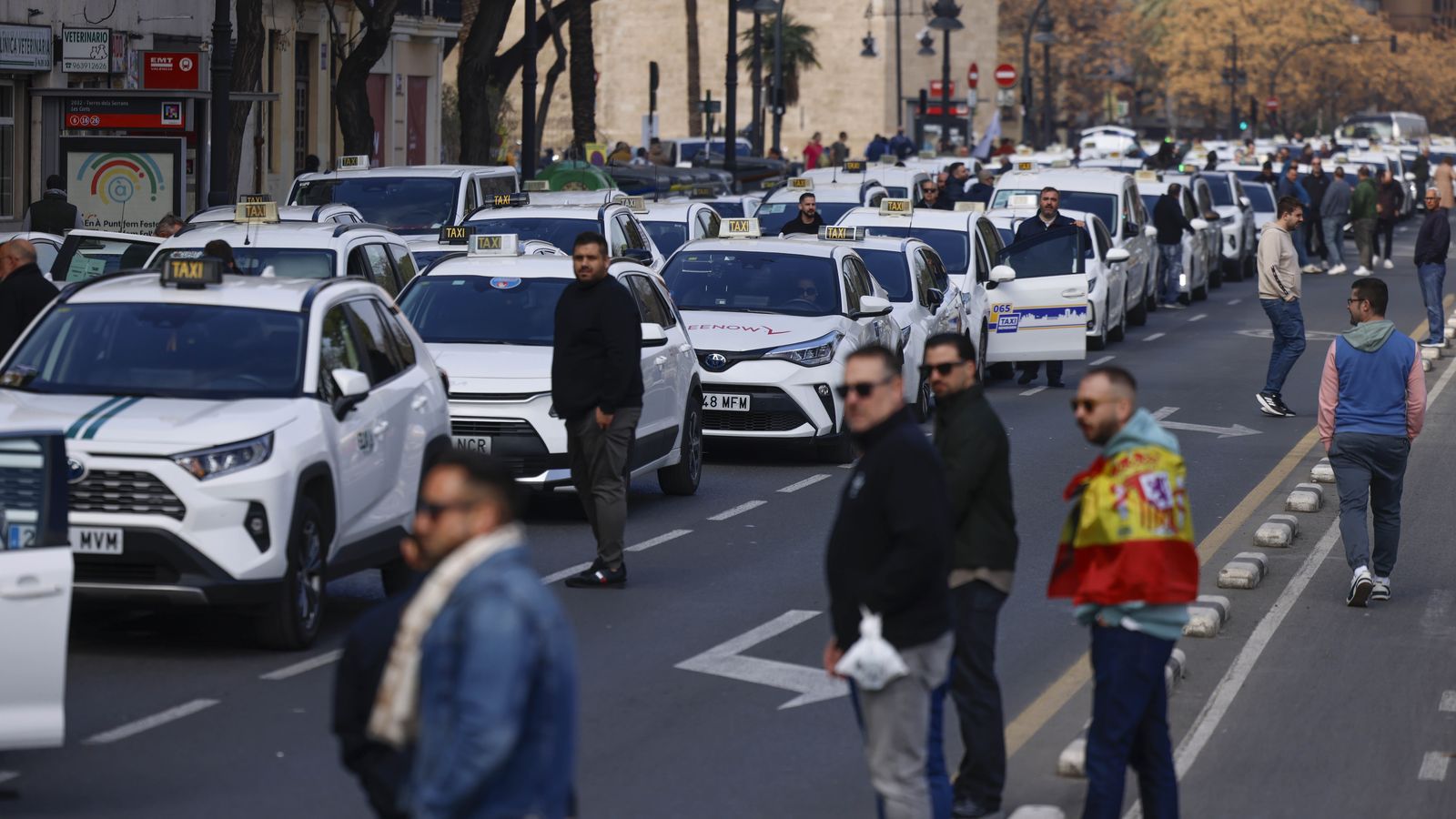Una protesta dels taxis a València