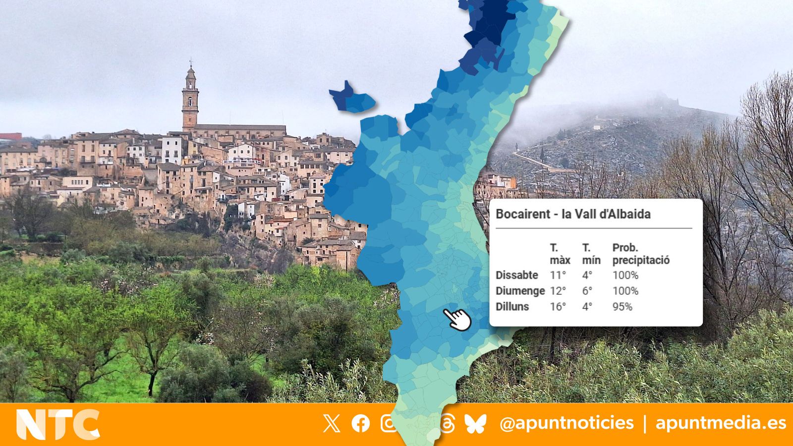 Consulta l'oratge del cap de setmana municipi a municipi