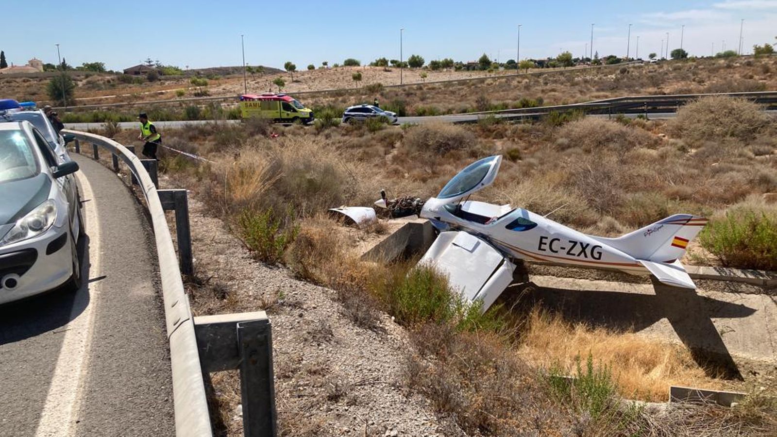 Imatge de l'avioneta accidentada a Mutxamel