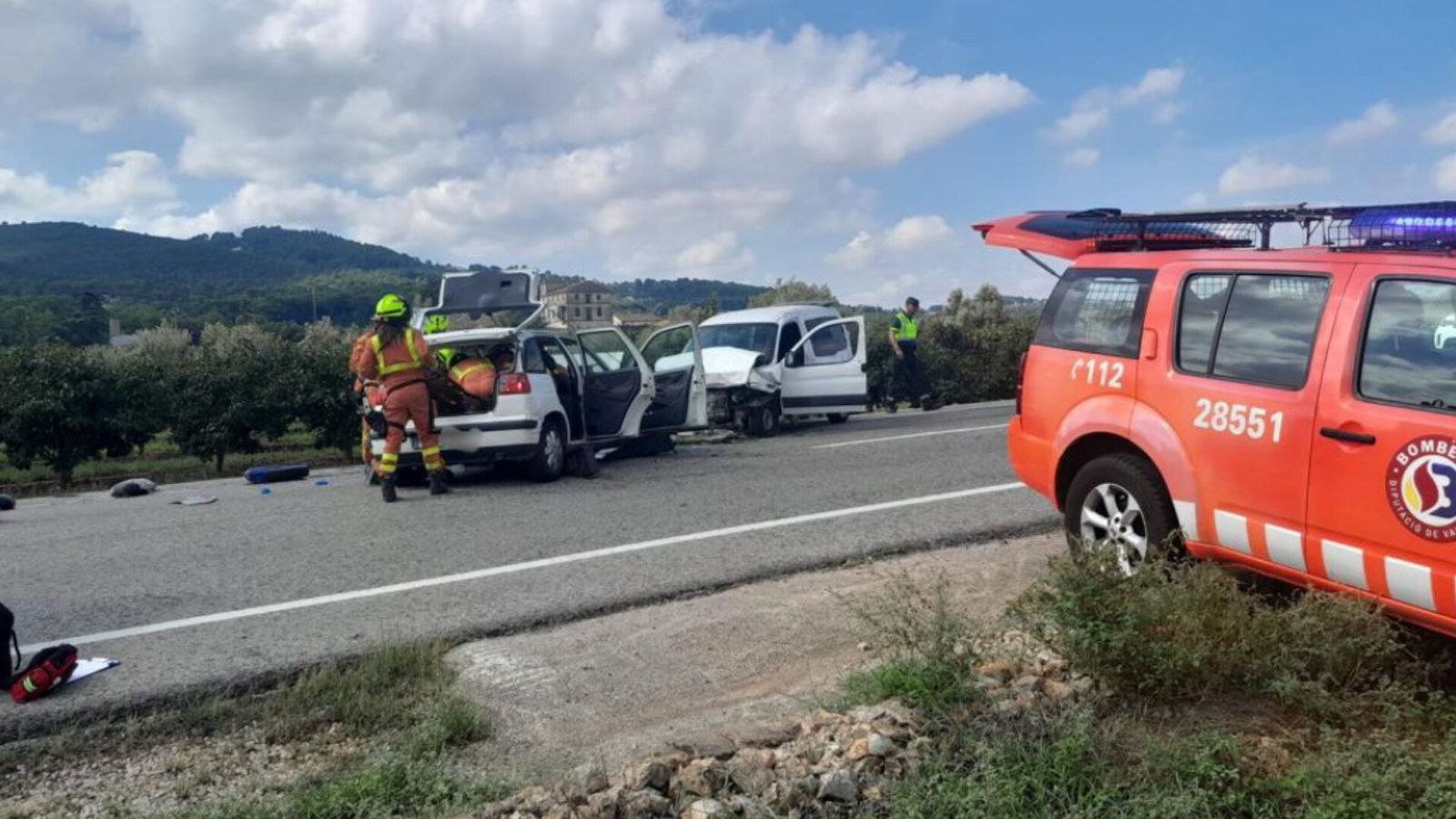 Imatge del sinistre ocorregut en la CV-50 entre Alzira i Corbera