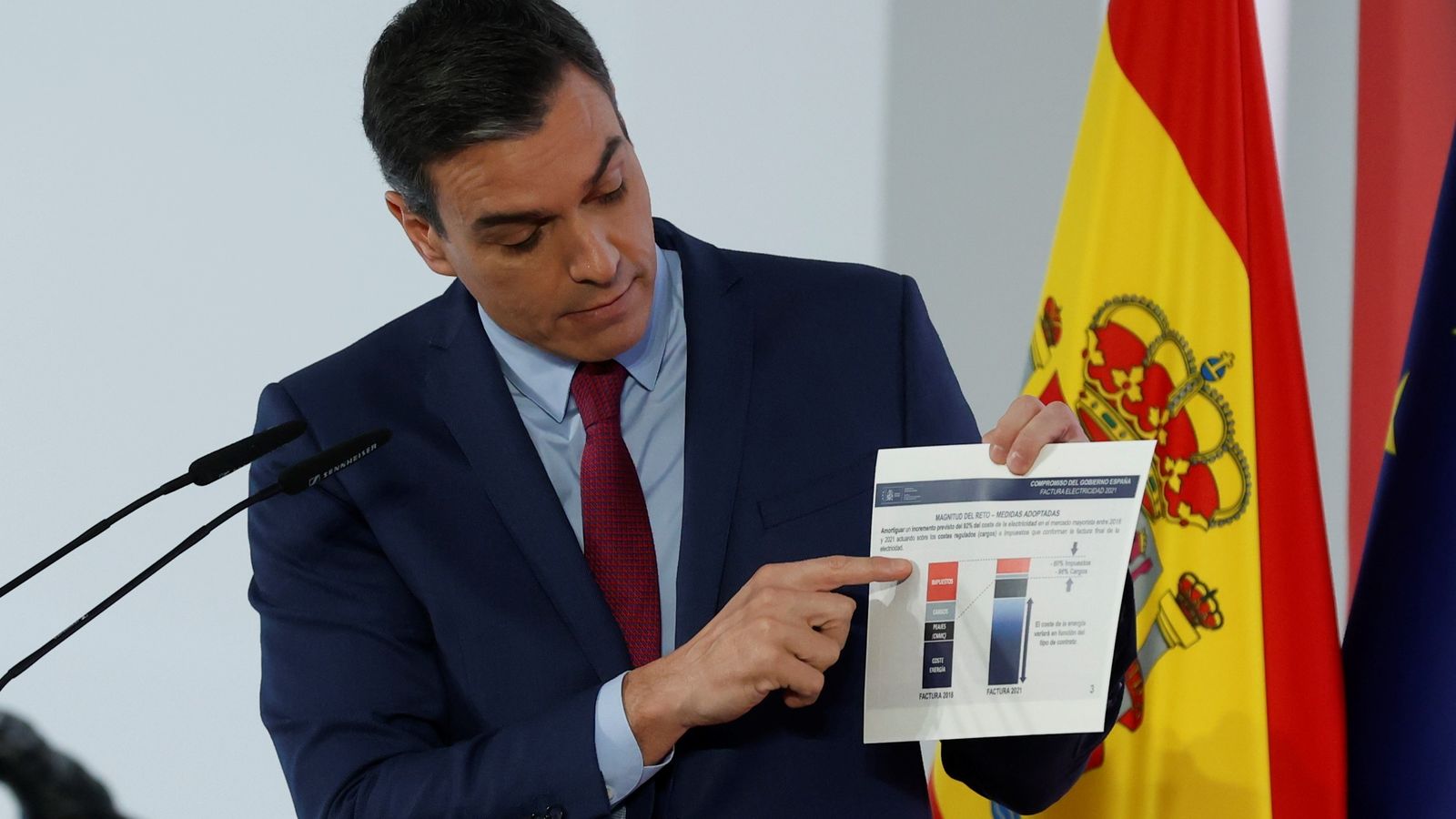 Sánchez durant la presentació del primer informe de rendició de comptes de l'executiu aquest dimecres en Moncloa