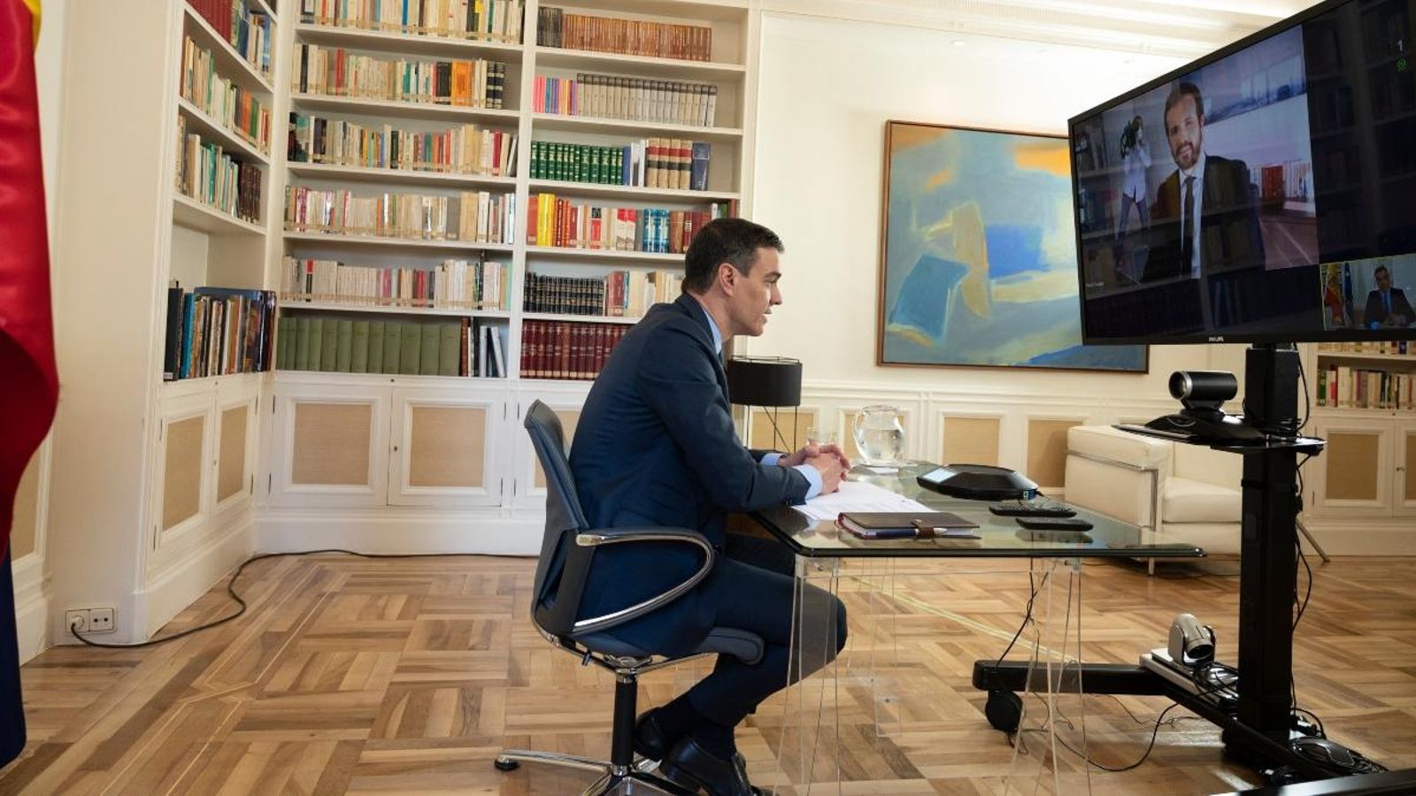 Sánchez i Casado, durant una videoconferència en una imatge d'arxiu