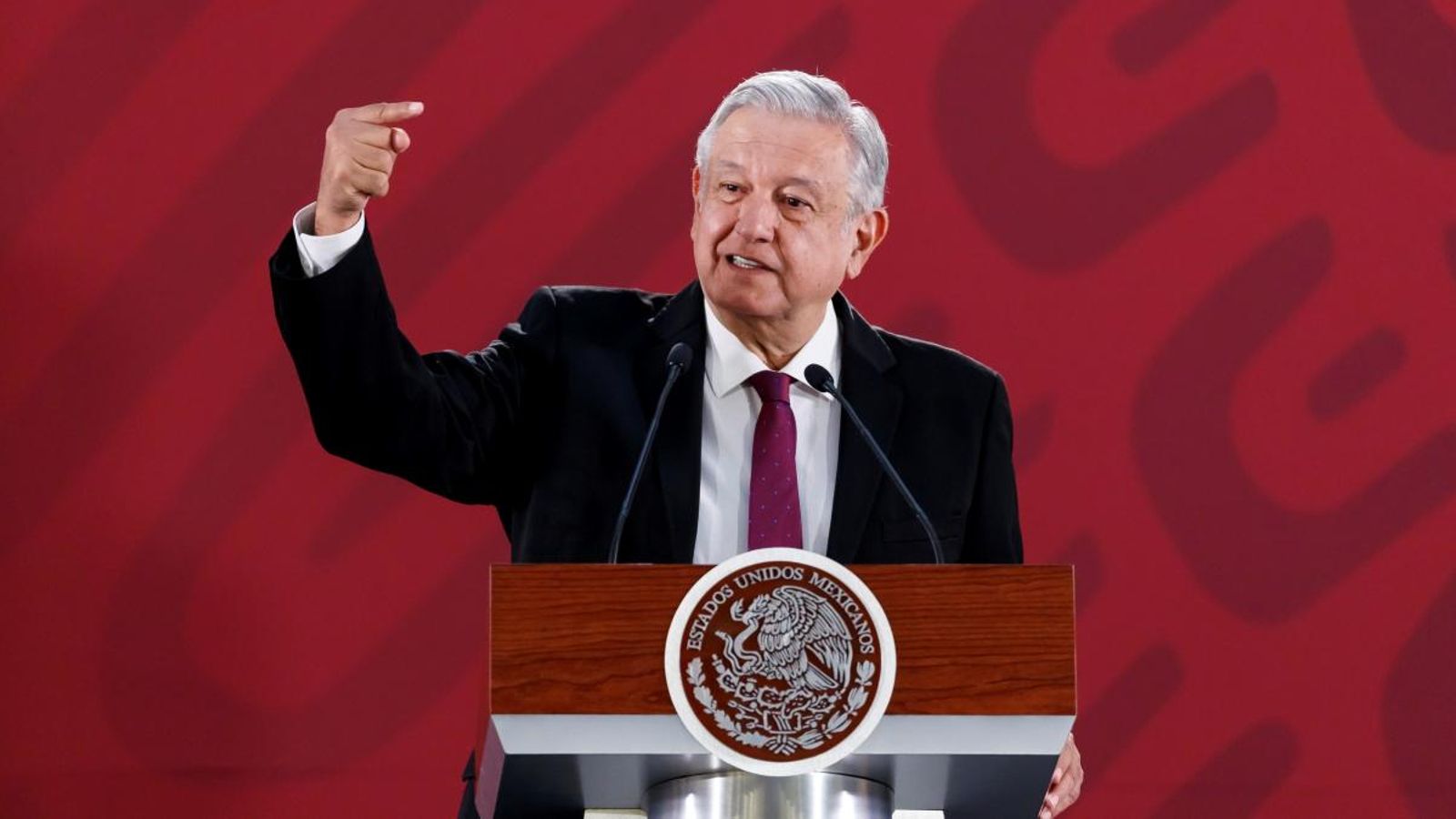 El presidente de Mèxic en roda de premsa en el Palau Nacional. José Méndez (Efe)