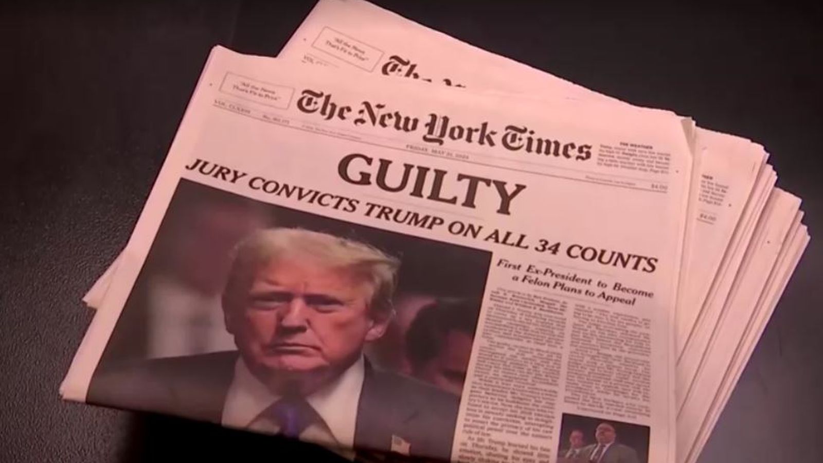 Trump, "culpable", en una històrica portada del The New York Times