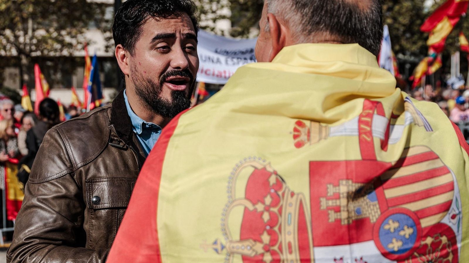 L'eurodiputat Luis 'Alvise' Pérez durant una concentració a madrid per demanar eleccions generals
