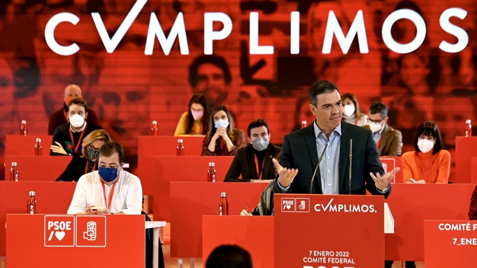 Pedro Sánchez en l'últim Comité Federal del PSOE, el 7 de gener de 2022