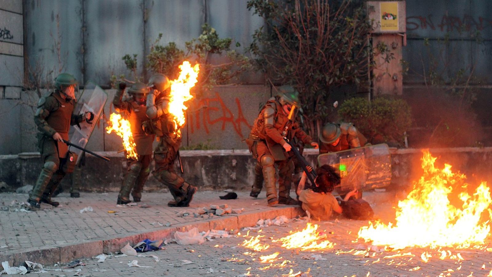Protestes als carrers de Santiago